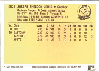 1990 ProCards #2523 Joe Lewis Back