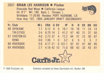 1990 ProCards #2601 Brian Harrison Back