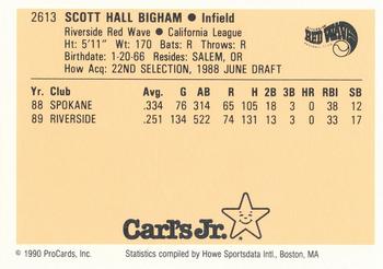 1990 ProCards #2613 Scott Bigham Back