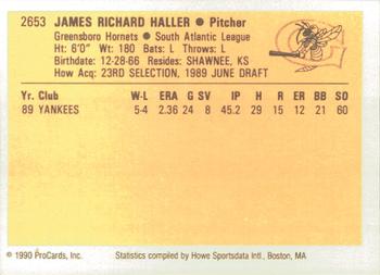 1990 ProCards #2653 Jim Haller Back
