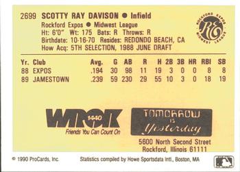 1990 ProCards #2699 Scott Davison Back