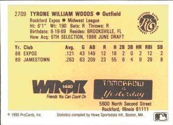 1990 ProCards #2709 Tyrone Woods Back