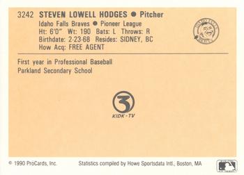 1990 ProCards #3242 Steve Hodges Back