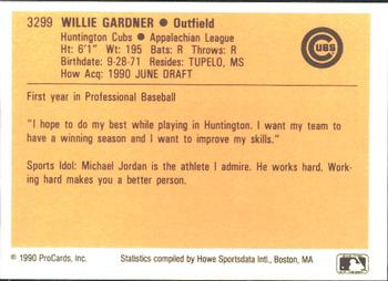 1990 ProCards #3299 Willie Gardner Back