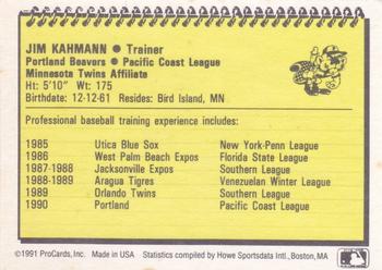 1991 ProCards #NNO Jim Kahmann Back