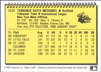 1991 ProCards #2524 Terry McDaniel Back