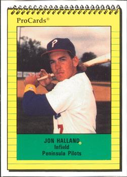 1991 ProCards #385 Jon Halland Front