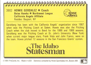 1991 ProCards #3902 Howie Gershberg Back