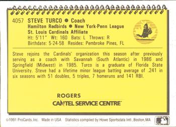 1991 ProCards #4057 Steve Turco Back