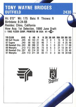 1992 Fleer ProCards #2430 Tony Bridges Back