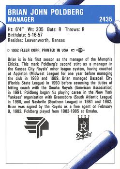 1992 Fleer ProCards #2435 Brian Poldberg Back