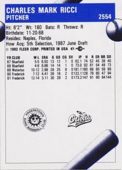 1992 Fleer ProCards #2554 Chuck Ricci Back