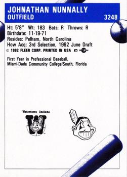 1992 Fleer ProCards #3248 Jon Nunnally Back