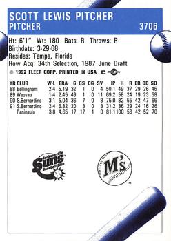 1992 Fleer ProCards #3706 Scott Pitcher Back