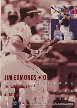 1995 Ultra #21 Jim Edmonds Back