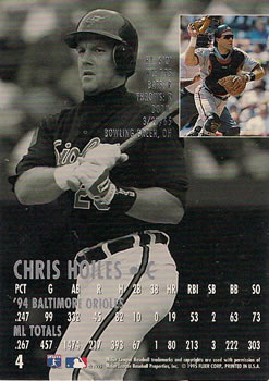 1995 Ultra #4 Chris Hoiles Back
