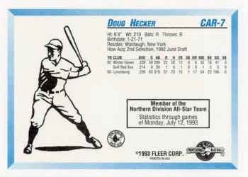 1993 Fleer ProCards Carolina League All-Stars #CAR-7 Doug Hecker Back