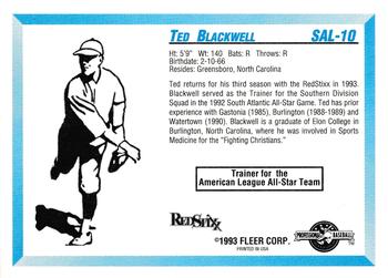 1993 Fleer ProCards South Atlantic League All-Stars #SAL-10 Ted Blackwell Back