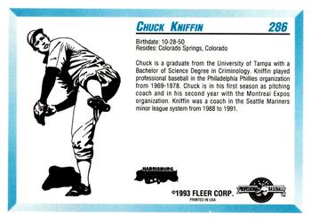 1993 Fleer ProCards #286 Chuck Kniffin Back