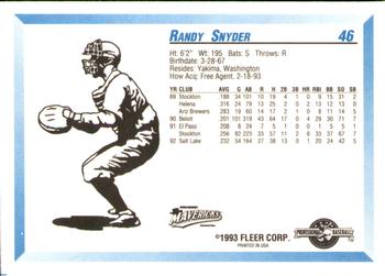1993 Fleer ProCards #46 Randy Snyder Back