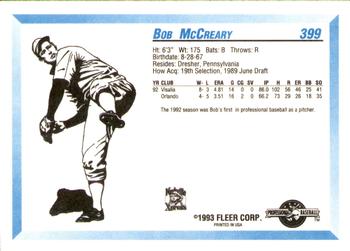 1993 Fleer ProCards #399 Bob McCreary Back