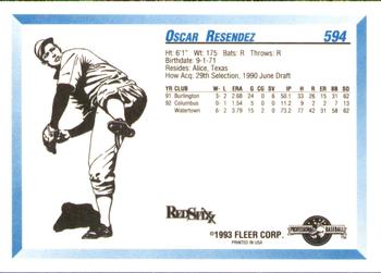 1993 Fleer ProCards #594 Oscar Resendez Back