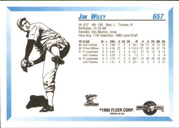 1993 Fleer ProCards #657 Jim Wiley Back
