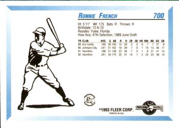 1993 Fleer ProCards #700 Ronnie French Back