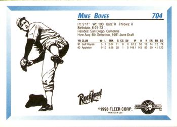 1993 Fleer ProCards #704 Mike Bovee Back