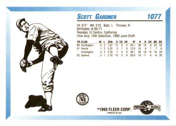 1993 Fleer ProCards #1077 Scott Gardner Back