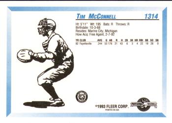 1993 Fleer ProCards #1314 Tim McConnell Back