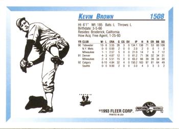 1993 Fleer ProCards #1508 Kevin Brown Back