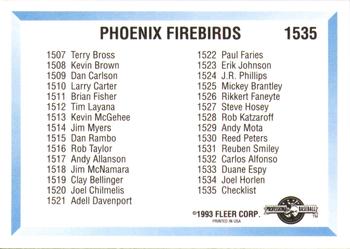 1993 Fleer ProCards #1535 Checklist Back