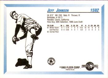 1993 Fleer ProCards #1592 Jeff Johnson Back