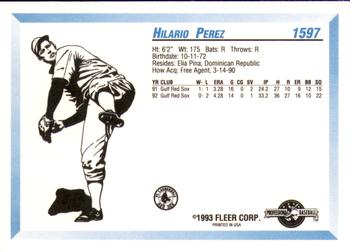 1993 Fleer ProCards #1597 Hilario Perez Back