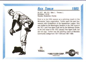 1993 Fleer ProCards #1985 Rick Tomlin Back