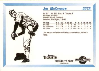 1993 Fleer ProCards #2273 Jim McCutchen Back