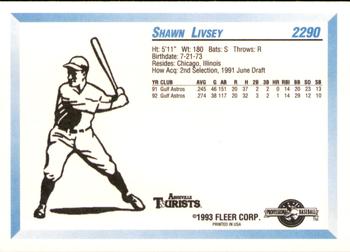 1993 Fleer ProCards #2290 Shawn Livsey Back