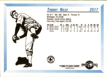 1993 Fleer ProCards #2517 Tommy Niles Back