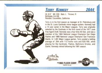 1993 Fleer ProCards #2644 Terry Kennedy Back