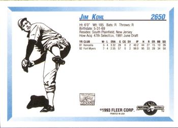 1993 Fleer ProCards #2650 Jim Kohl Back