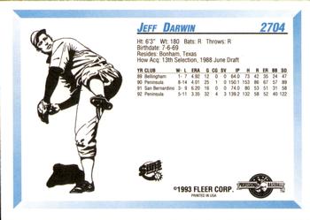1993 Fleer ProCards #2704 Jeff Darwin Back