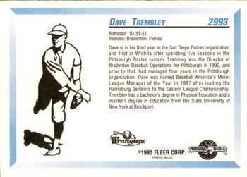 1993 Fleer ProCards #2993 Dave Trembley Back