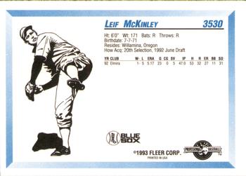 1993 Fleer ProCards #3530 Leif McKinley Back