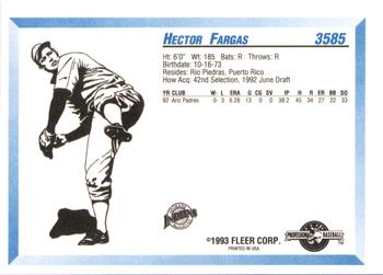 1993 Fleer ProCards #3585 Hector Fargas Back
