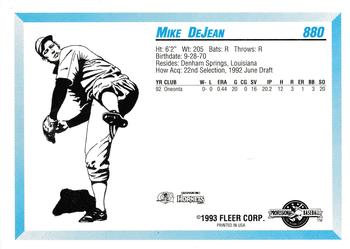 1993 Fleer ProCards #880 Mike DeJean Back