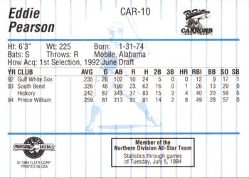 1994 Fleer ProCards Carolina League All-Stars #CAR-10 Eddie Pearson Back