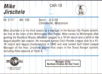 1994 Fleer ProCards Carolina League All-Stars #CAR-18 Mike Jirschele Back
