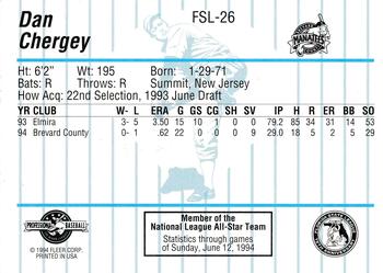 1994 Fleer ProCards Florida State League All-Stars #FSL-26 Dan Chergey Back