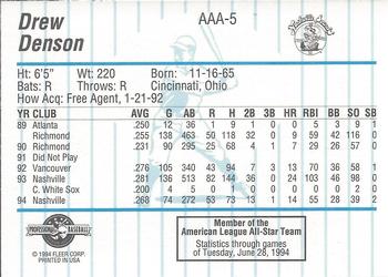 1994 Fleer ProCards Triple A All-Stars #AAA5 Drew Denson Back